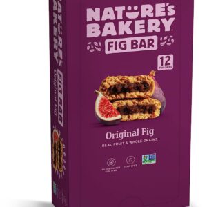 Nature’s Bakery Whole Wheat Fig Bars, Original Fig, Real Fruit, Vegan, Non-GMO, Snack bar, 1 box with 12 twin packs (12 twin packs)